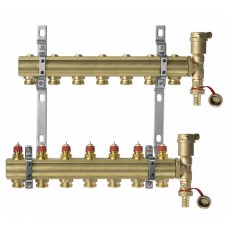 Комплект коллекторов FHF-7 set с кронштейнами и воздухоотводчиками, 7 контуров