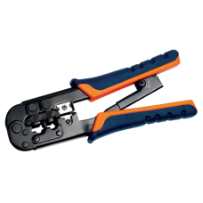 Структурированная кабельная система Инструмент обжимной для RJ45, RJ12, RJ11 с  храповым мех. и прорезиненными ручками, сине-оранжевый