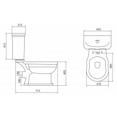 Унитаз-компакт с горизонтальным выпуском воды BELBAGNO BOHEME P-TRAP