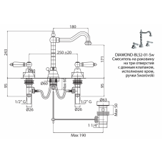 Смеситель на раковину CEZARES DIAMOND-BLS2-Sw