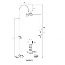 Душевая колонна с ручным и верхним душем CEZARES ELITE-CAI
