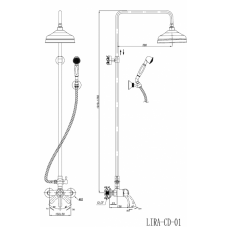 Душевая колонна со смесителем, верхним и ручным душем CEZARES LIRA-C-CD