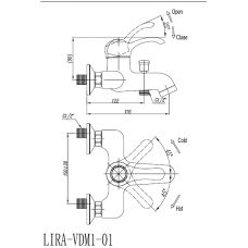 Смеситель для ванны и душа CEZARES LIRA-C-VDM1