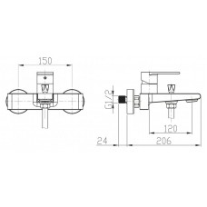 Смеситель для ванны и душа BELBAGNO NOVA NOV-VASM-IN