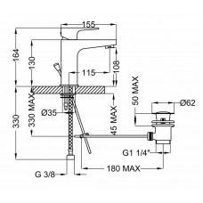 Смеситель для раковины CEZARES STELLA-LSM1-01-Cr-W0