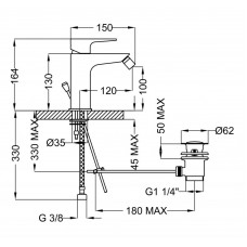 Смеситель для биде CEZARES STELLA-BSM1-01-Cr-WO