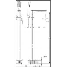 Напольный смеситель для ванны с ручным душем CEZARES TESORO-F-VDP-01