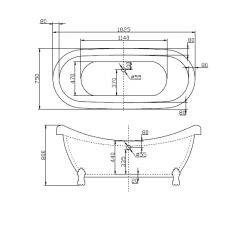 Ванна акриловая отдельностоящая BELBAGNO  BB05