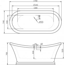 Ванна акриловая отдельностоящая BELBAGNO BB09