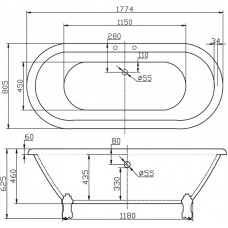 Ванна акриловая отдельностоящая BELBAGNO  BB21