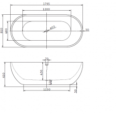 Ванна акриловая отдельностоящая BELBAGNO BB26