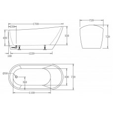 Ванна акриловая отдельностоящая BELBAGNO BB62-1700