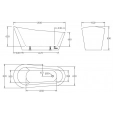Ванна акриловая отдельностоящая BELBAGNO BB63-1800