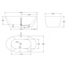 Ванна акриловая отдельностоящая BELBAGNO BB68-1800