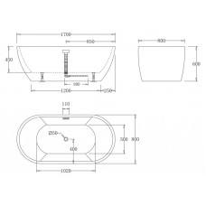 Ванна акриловая отдельностоящая BELBAGNO BB70-1700