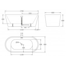 Ванна акриловая отдельностоящая BELBAGNO BB71-1700