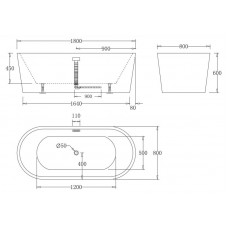 Ванна акриловая отдельностоящая BELBAGNO BB71-1800