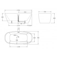 Ванна акриловая отдельностоящая BELBAGNO BB72-1700