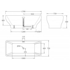 Ванна акриловая отдельностоящая BELBAGNO BB73-1700