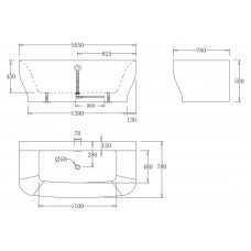 Ванна акриловая отдельностоящая BELBAGNO BB74-1650