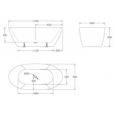 Ванна акриловая отдельностоящая BELBAGNO BB77-1700