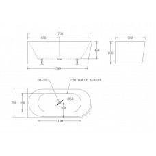 Ванна акриловая отдельностоящая BELBAGNO BB79-1700L