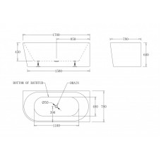 Ванна акриловая отдельностоящая BELBAGNO BB79-1700R