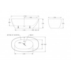 Ванна акриловая отдельностоящая BELBAGNO BB80-1700