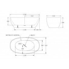 Ванна акриловая отдельностоящая BELBAGNO BB81-1700