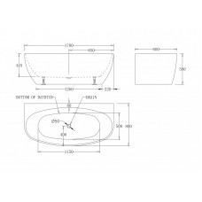 Ванна акриловая отдельностоящая BELBAGNO BB83-1700