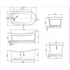 Ванна акриловая отдельностоящая BELBAGNO BB32-CF36